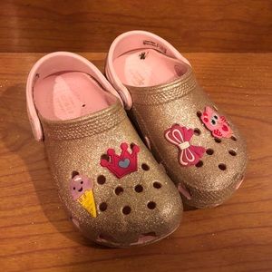 Pink glitter Crocs
